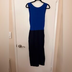 Trouve Royal Blue and Black Midi Dress